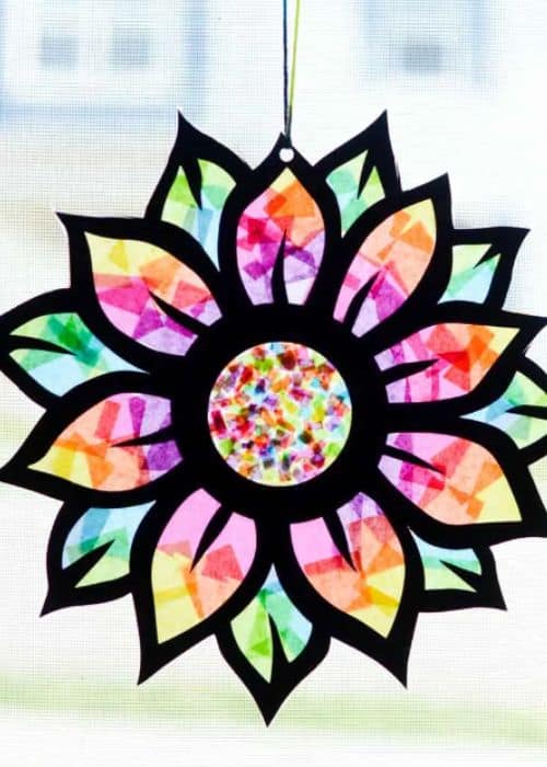 TISSUE PAPER STAINED GLASS FLOWER CRAFT