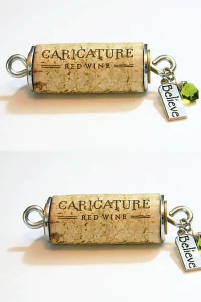 Wine cork keychain