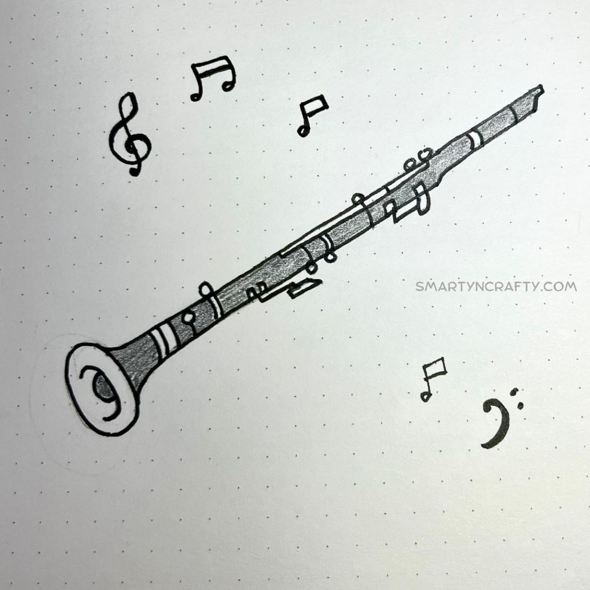 how to draw a clarinet
