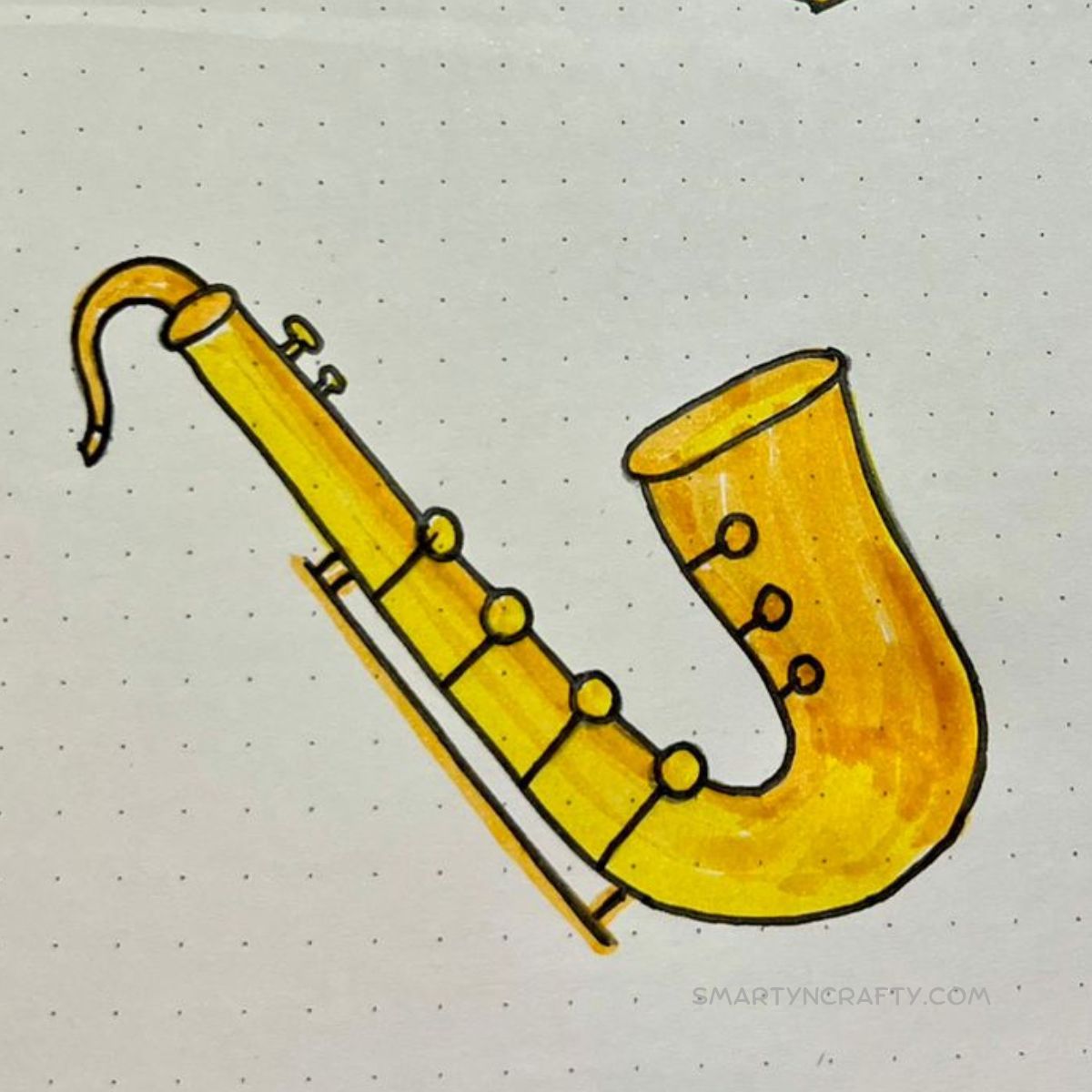 how to draw a saxophone